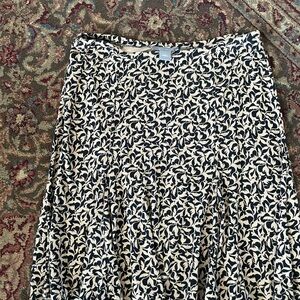 Ann Taylor Black and Cream Floral Skater Skirt